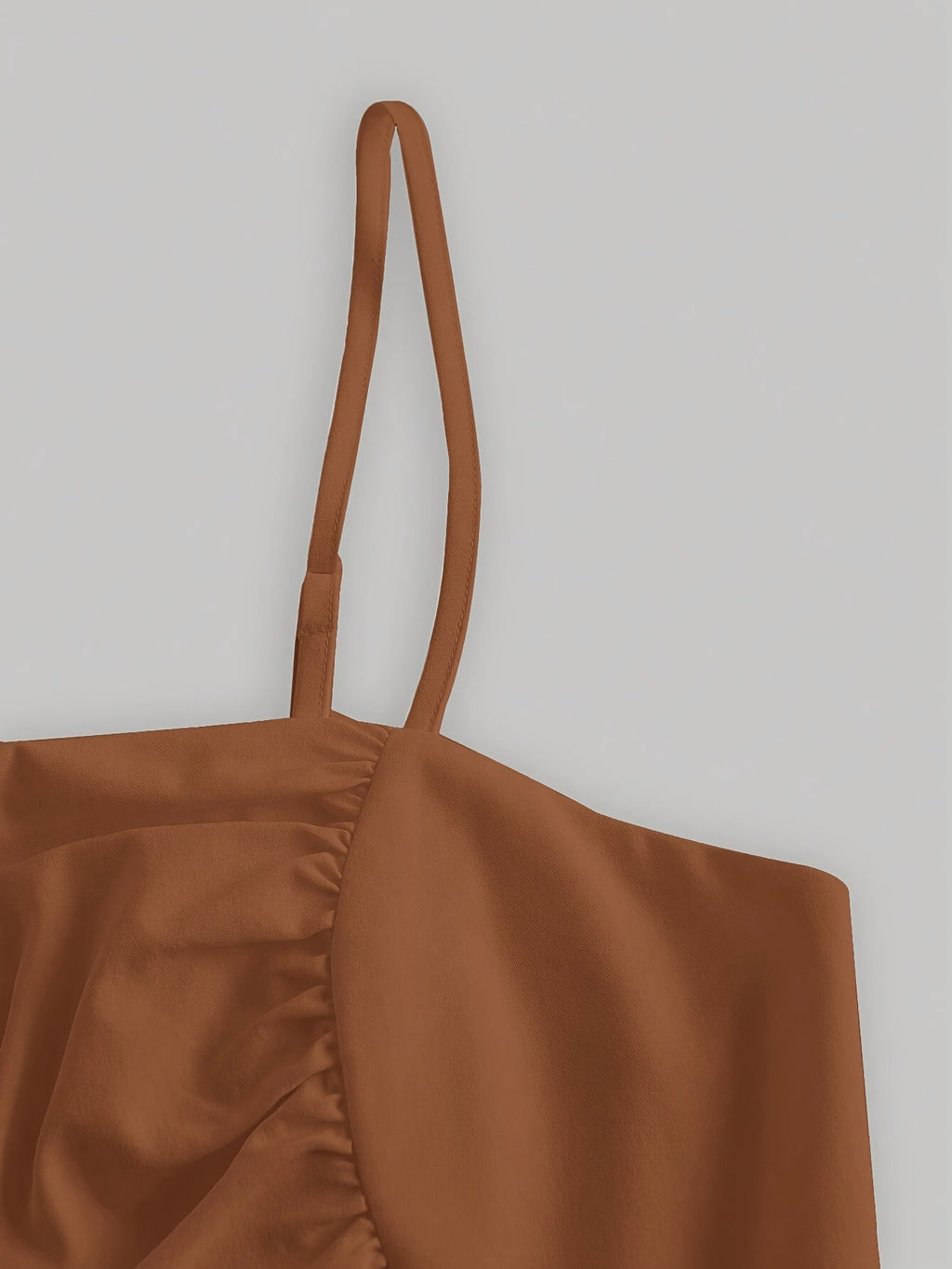Solid Color Strapless Dress, Back-tie Wrap Dress - Coffee Brown
