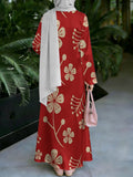Elegant Middle Eastern Style Muslim Robe Dress for Women, Suitable for Malaysia, Festive Ethnic Long Robe, Loose Fit with Long Sleeves and Flared Hem, for Celebrations, Gatherings, and Prayer Occasions, Wrinkle-Resistant and Durable, Non-Embroidered - Mixed colors