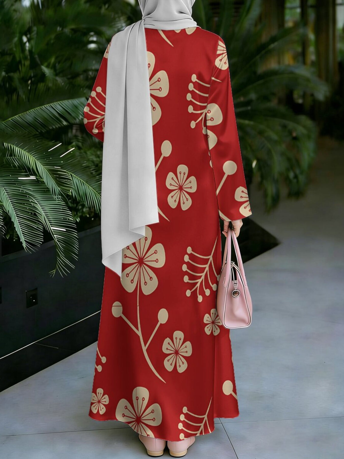 Elegant Middle Eastern Style Muslim Robe Dress for Women, Suitable for Malaysia, Festive Ethnic Long Robe, Loose Fit with Long Sleeves and Flared Hem, for Celebrations, Gatherings, and Prayer Occasions, Wrinkle-Resistant and Durable, Non-Embroidered - Mixed colors
