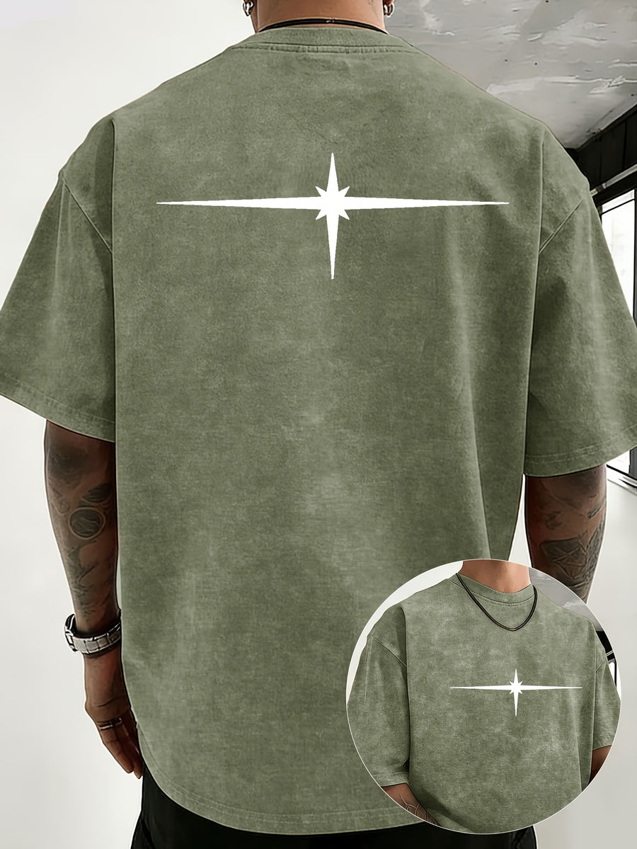 Unisex Vintage Distressed Positioning Print Pure Cotton Short-Sleeve T-Shirt, Breathable, Skin-Friendly, Comfortable, and Non-Stuffy. Suitable for Outdoor Leisure, Sports, and Daily Versatile Wear. Eye-Catching and Flattering on Everyone - Military Green