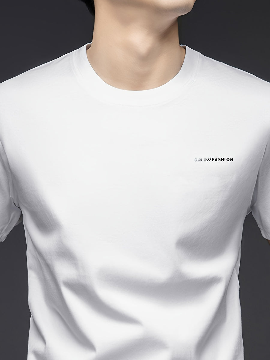 Summer Men'S Short Sleeve T-Shirt, Minimalist Style, Soft And Skin-Friendly Feel, Good Drape And Non-Sheer, Comfortable And Textured, Suitable for Daily Casual/Commuting And Travel - White