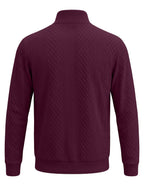 BOWZ Men's Fashion Henley Shirt, Solid Color Half-Zip Knit Top, Autumn/Winter Casual Long-Sleeve T-Shirt, Stylish and Versatile, Warm and Breathable, Suitable for Outdoor Sports and Daily Wear, Random Fabric Texture - Deep Red