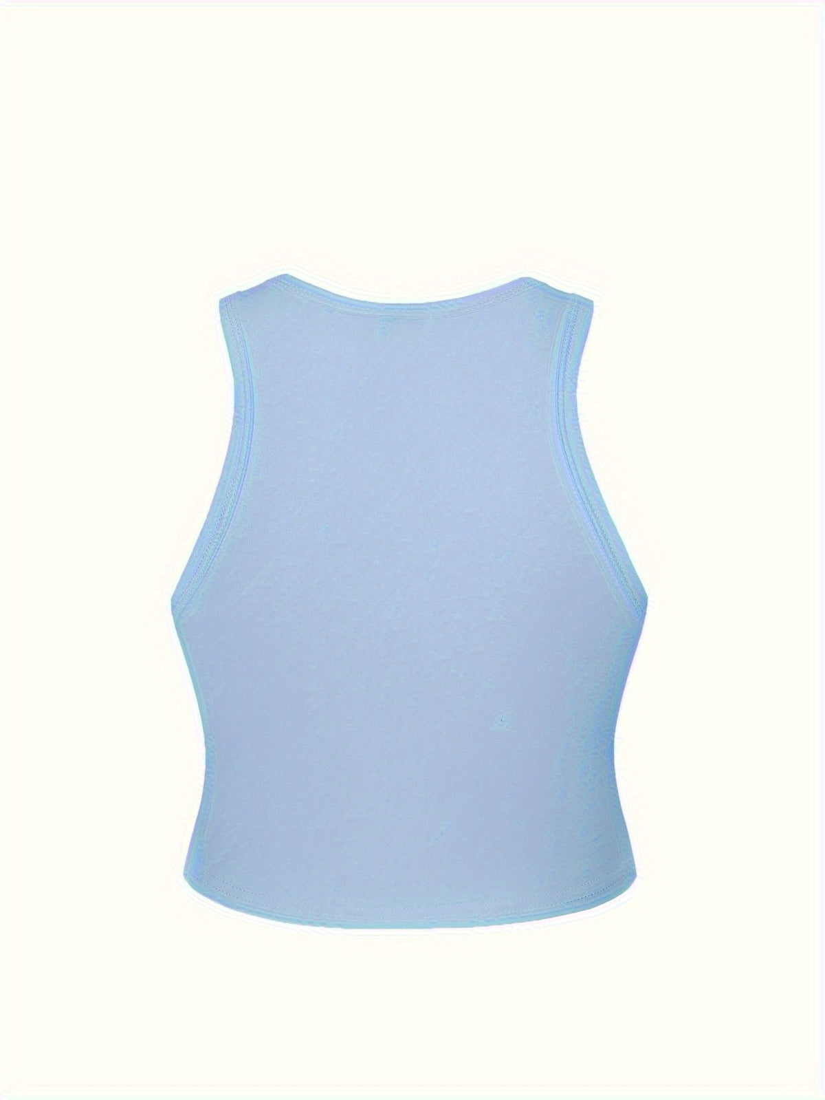 2026 Women's Y2K New Fashion Round Neck Sleeveless Tank Top - Trendy Layering for All Seasons Street Style - Unique Geometric Print Pattern - Vintage Lightweight Black White Brown Blue Pink Popular Cute Loose Comfortable Multi-Color Options - Sky Blue