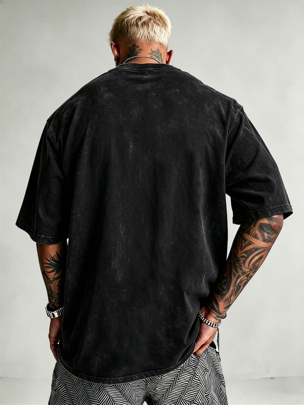 Men's Heavyweight Short Sleeve Washed Vintage Fashion Print Retro Acid Wash Distressed Design Street Trendy  Breathable Heavyweight Fabric Hip Hop Gym Athletic Tee 2026 Summer - Black