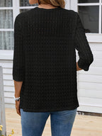 Elegant Casual Open Collar Semi-Transparent  Coat - Black