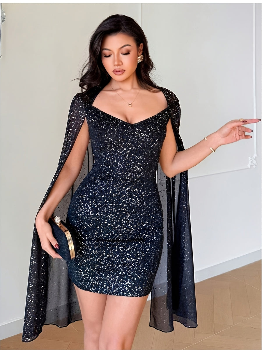 Elegant, Exquisite And Fashionable Women'S Hip-Hugging Mini Bridesmaid Dress - Black