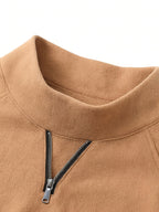 Men's Half-Turtleneck V-Neck Long-Sleeve Base Layer with Small Zipper, Understated and Mature, Seamlessly Transitions Between Business and Casual Settings - SINBOS - Yellow