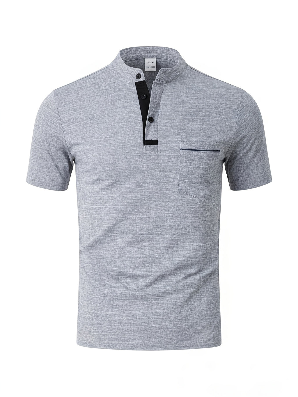 [Josh May OBM] 4pcs Set, Solid Color Stand-Up Collar Henley Shirts, Breathable Quick-Dry Casual Shirts, Lightweight Stretch, No Ironing Required, Durable And Wearable, Button-Up Design, Suitable for Summer Office, Yacht Wear, Casual Attire - White+Gray+Sea Blue+Light Blue