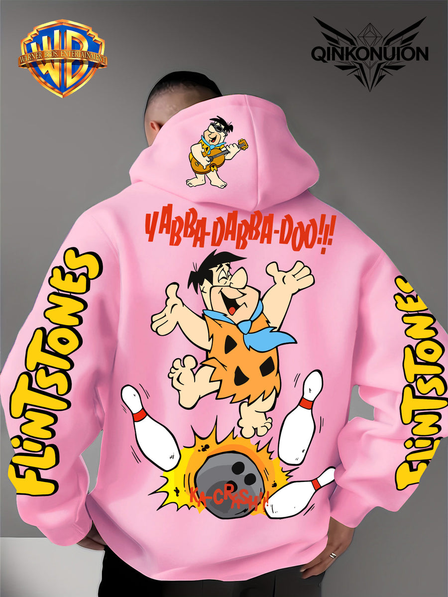 Warner Official Men's Hoodie, Stone Primitive for Man Bowling Impact Funny Anime Printed Design, Machine Washable, Warm and Casual for Autumn and Winter, Daily Drawstring Hoodie, Multi Functional Sports and Leisure Loose Version - Pink Color