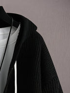 Autumn And Winter New Korean Lazy Style Zipper Hooded Cardigan Jacket Men'S Knitted Sweater for Casual Top - Black