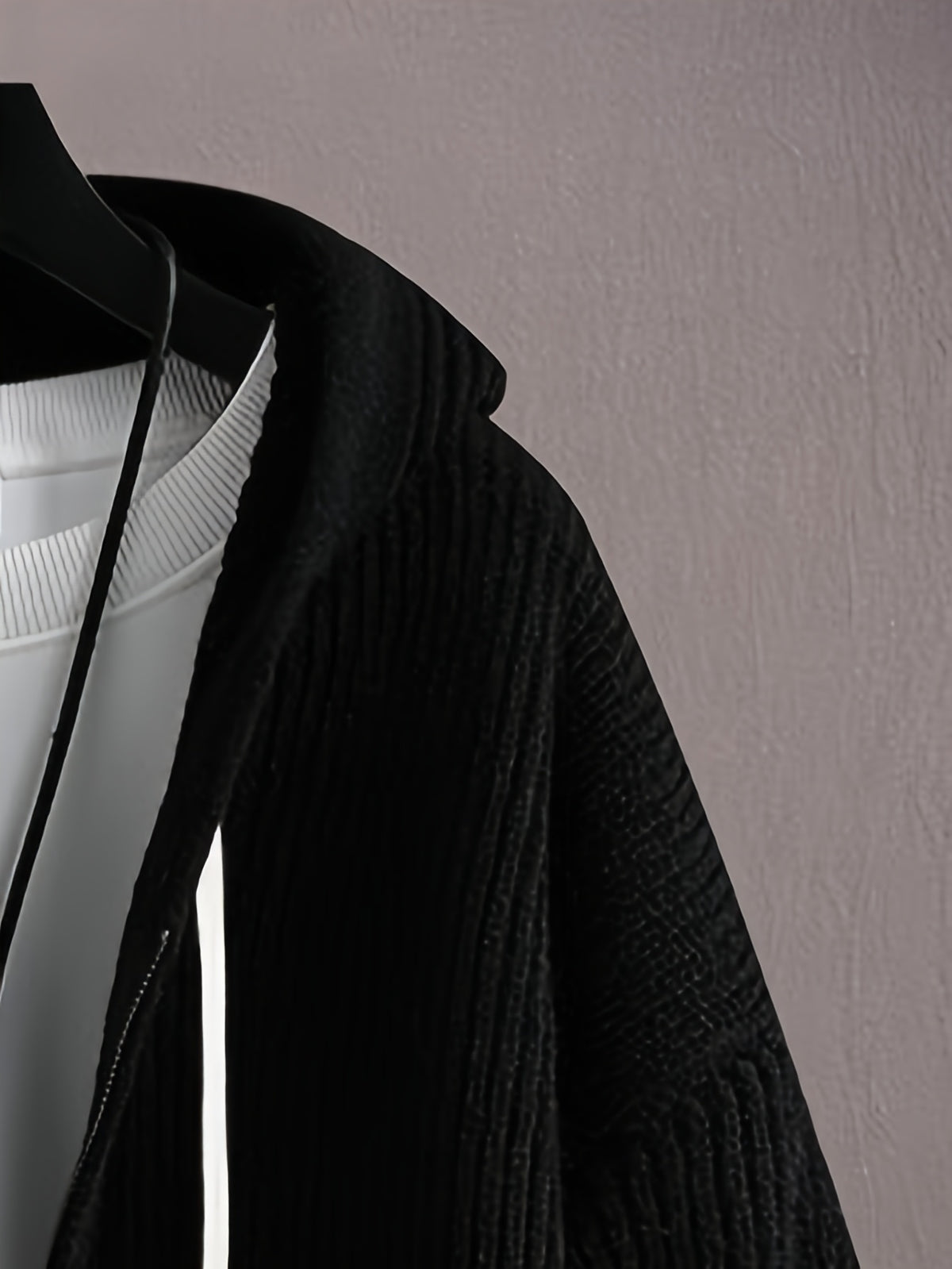 Autumn And Winter New Korean Lazy Style Zipper Hooded Cardigan Jacket Men'S Knitted Sweater for Casual Top - Black