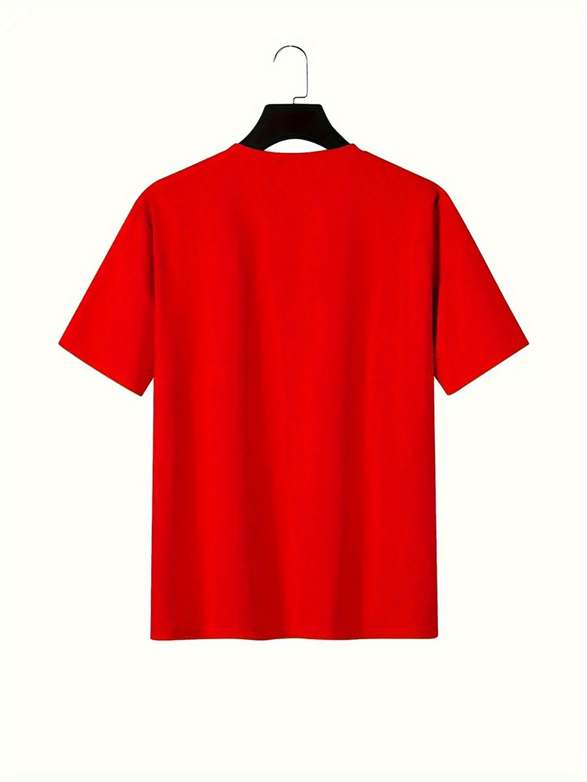 Men's Casual and Fashionable Letter Printed T-shirt, Round Neck Comfortable Polyester Fabric, Suitable for Daily Wear as Fashionable Streetwear, Men's Clothing - Red