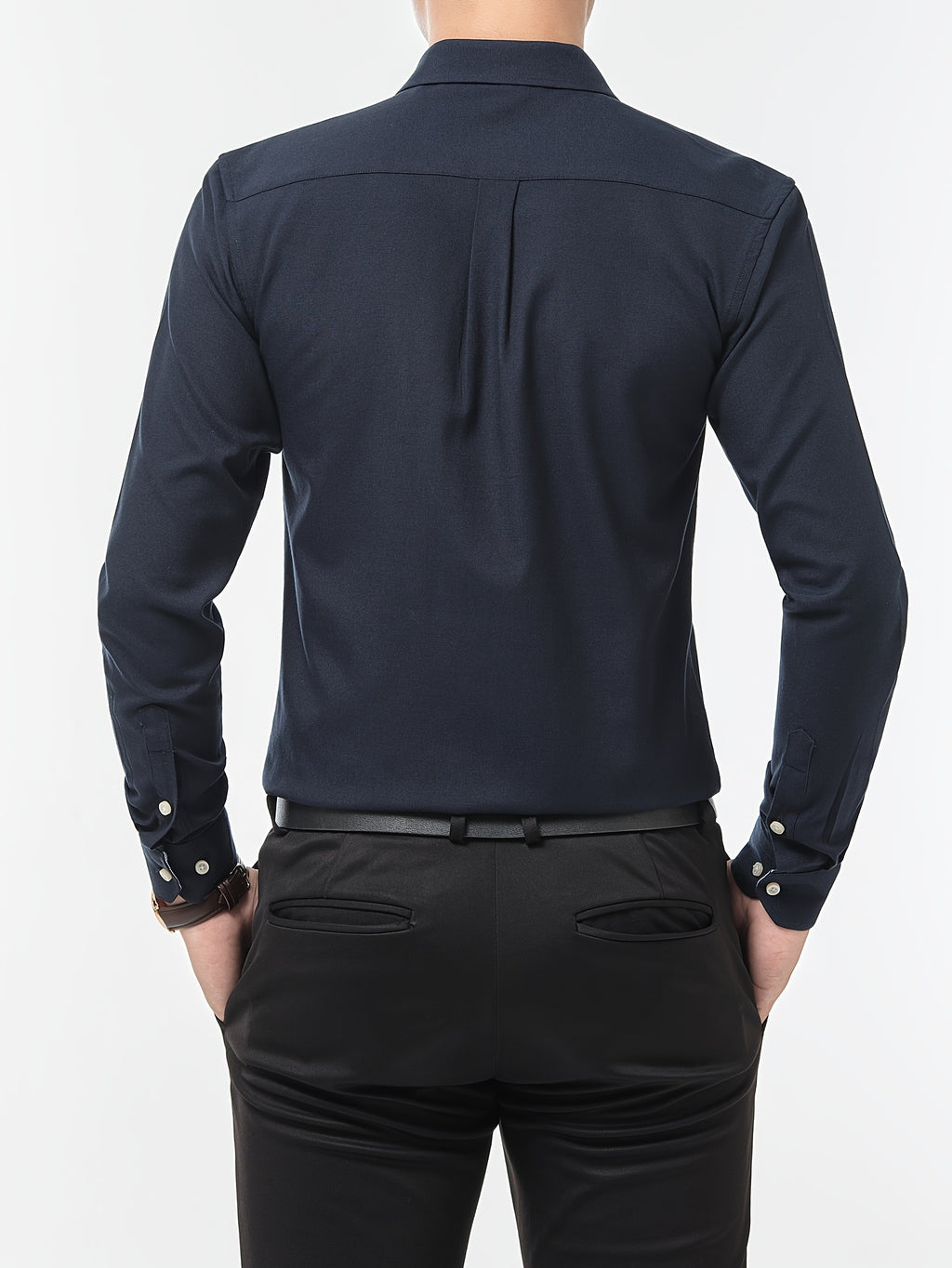 Men'S Long Sleeve 60 Oxford Dress Shirt, Casual - Navy Color