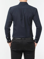 Men'S Long Sleeve 60 Oxford Dress Shirt, Casual - Navy Color