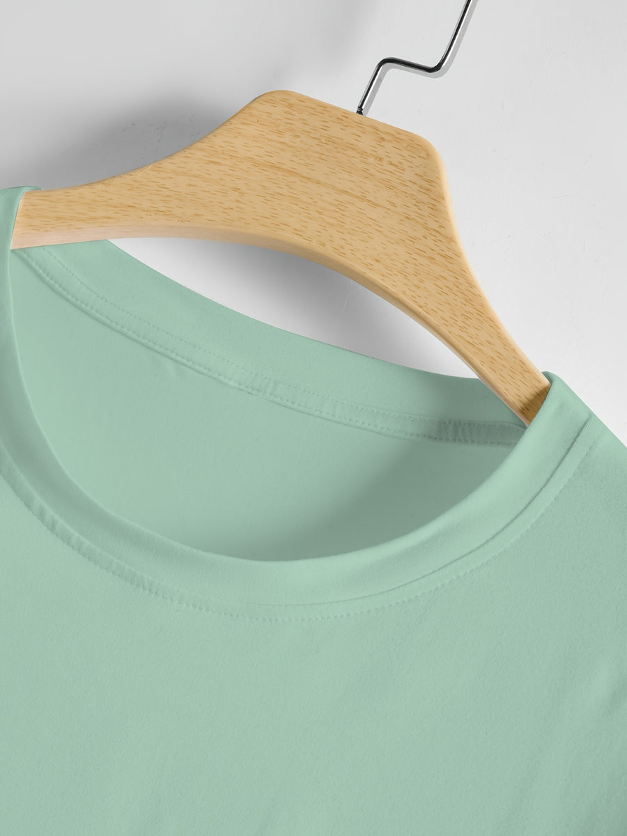 Men'S Casual Short-Sleeve T-Shirt with a Round Neck And Letter Print, Perfect for Summer Leisure And Sports - Mint Green