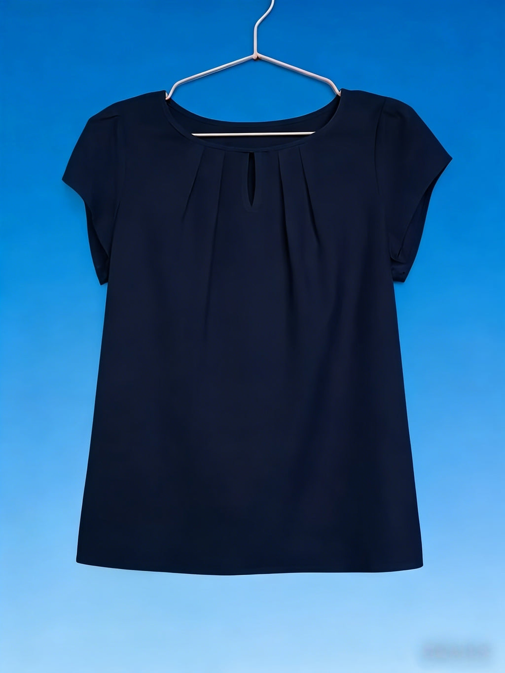 Elegant Fashion Solid Color Round Neck Top for Women - Navy Color