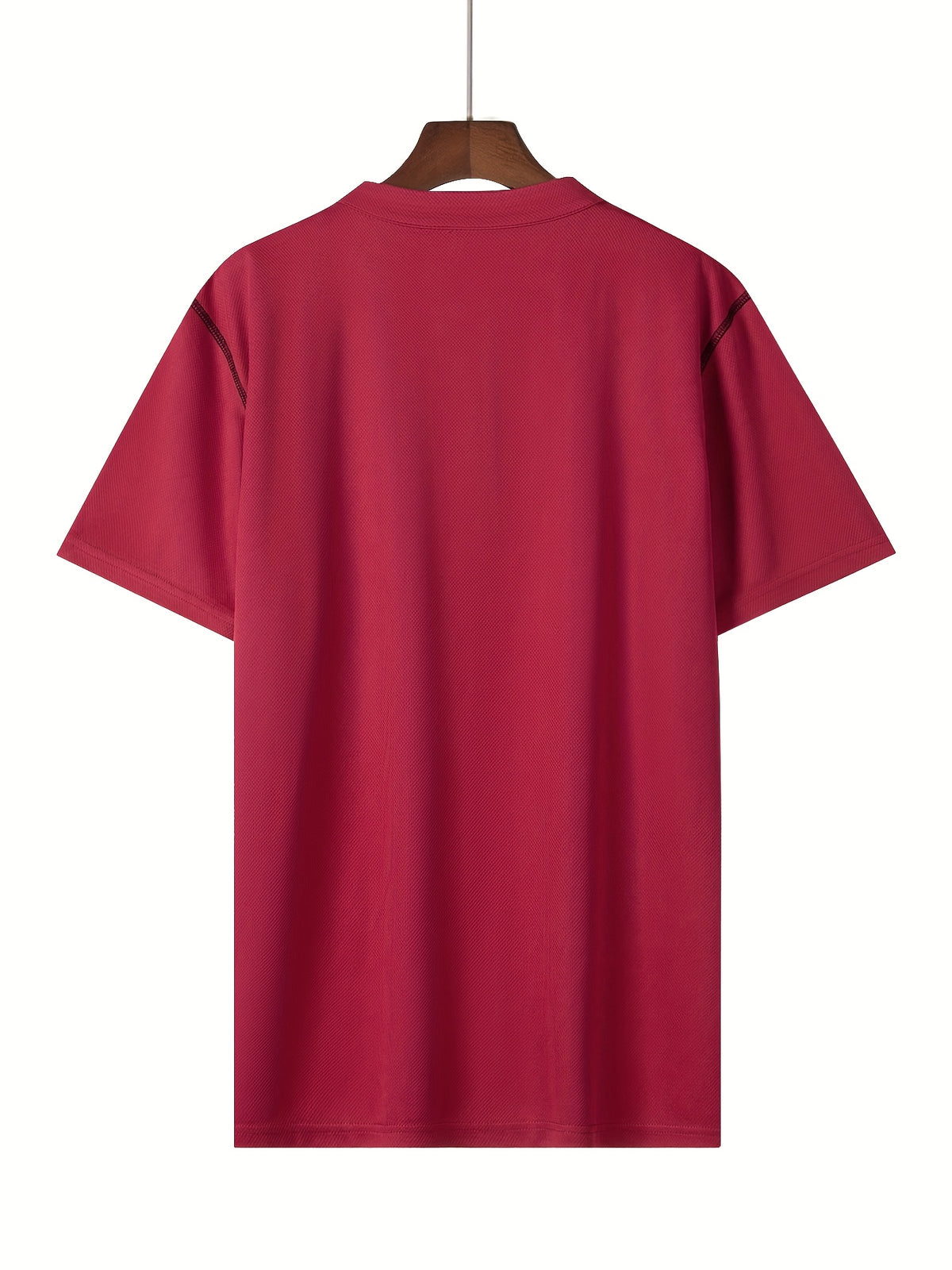 2025 Summer New Arrival Men's Color-Block Striped Short-Sleeve Henley Shirt, Cool and Breathable - Red