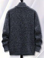 1pc Single Piece Men'S Autumn And Winter Stand Up Collar Knitted Sweater Jacket, Autumn And Winter Knitted Sweater Zipper Cardigan, Casual Thick Warm Sweater Jacket (Solely Includes 1 Jacket) - Dark Gray