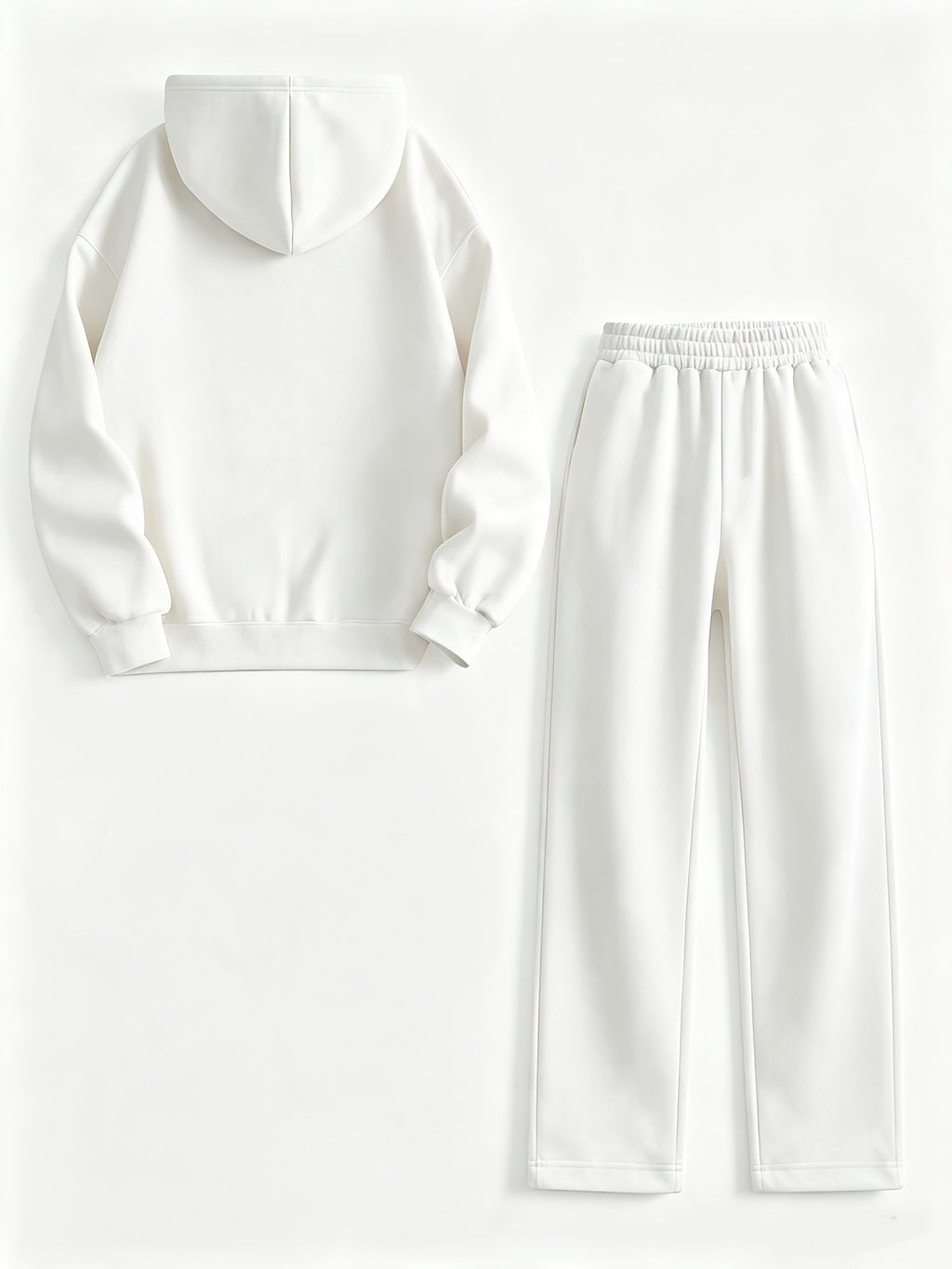 Easy Cool Unicorn Silhouette Print Hoodie And Pants Set, Matching Small Pattern Design, Loose And Relaxed Fit, Comfortable Fabric, Casual Street Style Women'S Leisure Two-Piece Set - White+White