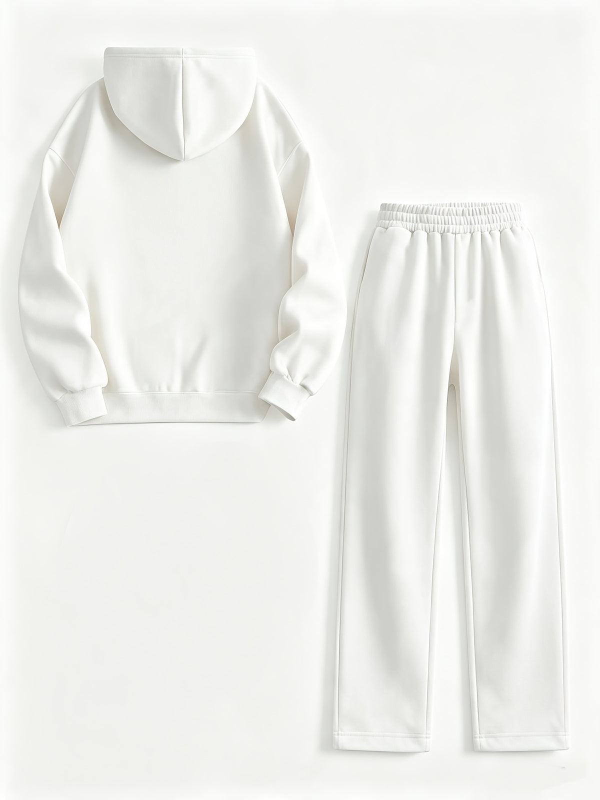 Easy Cool Unicorn Silhouette Print Hoodie And Pants Set, Matching Small Pattern Design, Loose And Relaxed Fit, Comfortable Fabric, Casual Street Style Women'S Leisure Two-Piece Set - White+White