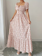 Fashion Elegant Lace-Up Cable Midi Dress Women'S 704 - Multicolor