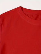 Calvin, Spring and Summer Graphic Print T-shirt, Short Sleeve Crew Neck Casual Top for Summer & Spring, Women's Clothing - Red