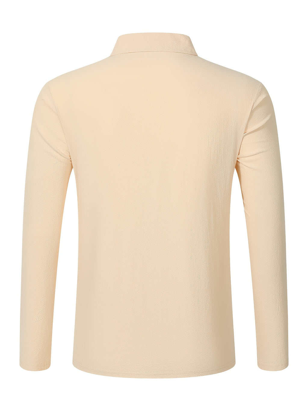 Autumn Men's Polo Shirt, Half-Button Henry Collar Long Sleeve Top with Simple Chest Pocket, Suitable for Business, Office, and Daily Wear - Khaki