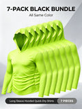 7pcs Men's Quick-Dry Hooded - Soft Breathable Lightweight Hoodie Suitable for Fishing, Outdoor Sports & Gym, - Long Sleeve Fitness Shirt with Hood, Machine Washable for Running,, and Casual Wear - Grass Green