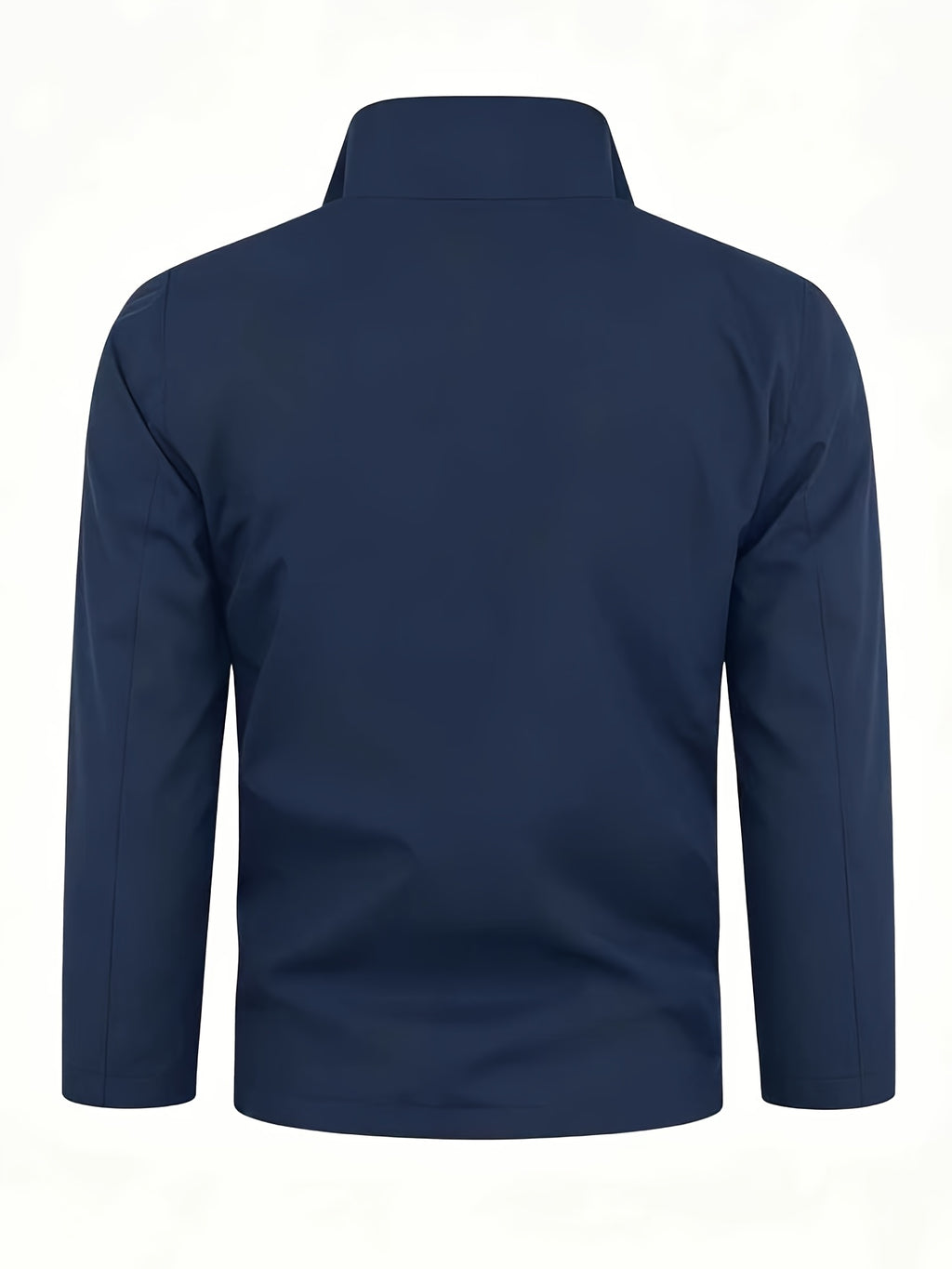 Giraffe Silhouette Navy Lining White Full-Zip Stand Collar Windproof Jacket, Men Women Spring Autumn Multi-Pocket Fresh Casual Outdoor Fleece Coat - Navy Color