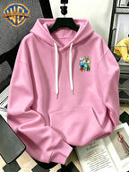 Halloween/Back to School/Date Night/Father'S Day Gift Choice - Sassy Cat Trendy Graffiti Double-Sided Print Hoodie - Men'S Essential with Pockets And Drawstring Hood, Ideal for Warmth, Perfect for Casual Wear Or Outdoor Activities - Unisex - Pink Color