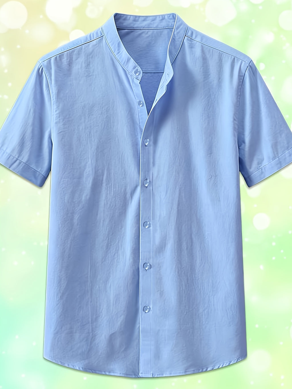 Single Piece Men'S Solid Color Short-Sleeved Shirt, Button-Up Cardigan Casual And Comfortable, Versatile for Daily Travel And Outdoor Activities in Summer - Sky Blue