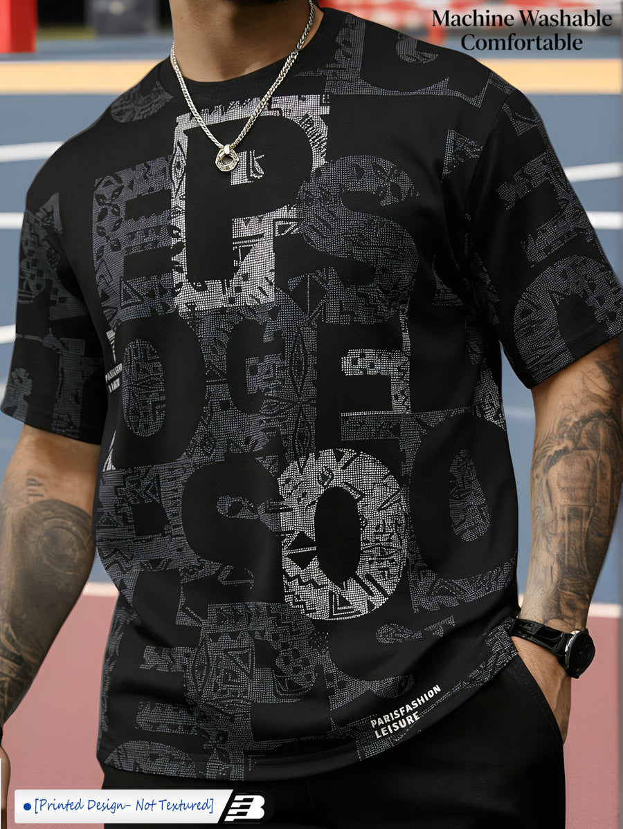 Men'S Breathable Short Sleeve T-Shirt - Summer Trendy Street Style Round Neck Tee, Casual Versatile Top for Teens And Adults, Comfortable Soft Fabric [Printed Design - Not Textured] - Mixed colors
