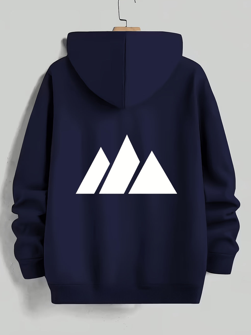 Men'S Hoodie Geometric Mountain Print Pullover Hooded Long Sleeve Oversized Fit Casual Streetwear Daily Comfortable Fall Winter Factory Direct Shipping - Navy Color