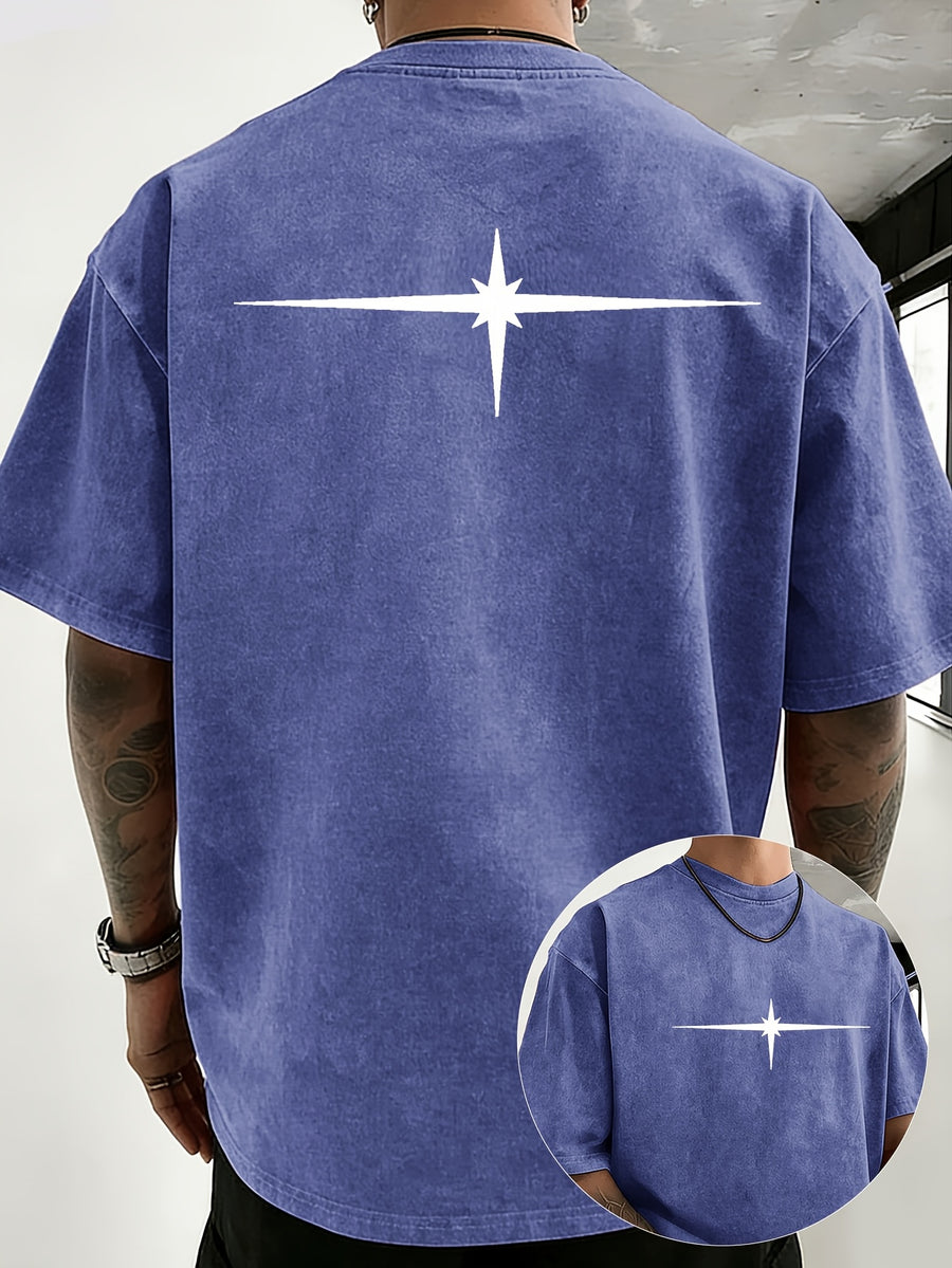 Unisex Vintage Distressed Positioning Print Pure Cotton Short-Sleeve T-Shirt, Breathable, Skin-Friendly, Comfortable, and Non-Stuffy. Suitable for Outdoor Leisure, Sports, and Daily Versatile Wear. Eye-Catching and Flattering on Everyone - Royal Blue