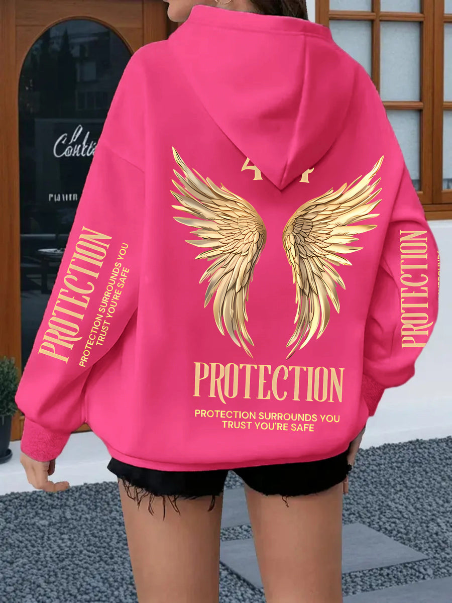 2026 Autumn/Winter New Sweatshirt (Hooded Sweatshirt Without Pockets, Women'S Style) with Animal Flowers, Letters And Other Elements Printed Fashionable And Trendy New Hooded Sweatshirt, Versatile Casual Long-Sleeved Sweatshirt - Rose Red