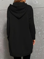 Trendy Long Women'S Hoodie for Autumn And Winter Fashion, Women'S Clothing with Kangaroo Pocket Design - Black