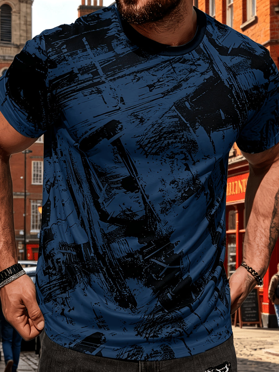 Men's Size-Coded Summer T-Shirts with Printed Design(Non-Textured), Ideal for Seaside Outdoor Sports Outfits - Style 3
