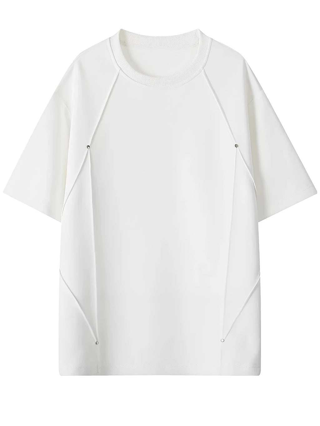 Men'S Casual T-Shirt American Light Luxury Studded Design Round Neck Men'S Summer Easy Fashion All-Match Pullover Top in Stock - White