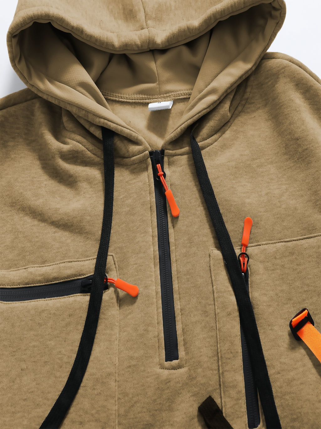 2026 Autumn Winter New Street Men'S Sweatshirt Outdoor Sports Sweatshirt Multi-Pocket Zipper Men'S Casual Print Novelty Hoodie - Khaki