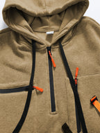 2026 Autumn Winter New Street Men'S Sweatshirt Outdoor Sports Sweatshirt Multi-Pocket Zipper Men'S Casual Print Novelty Hoodie - Khaki