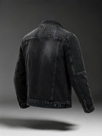 American High Street Cool Denim Jacket for Men, Spring/Autumn Trendy Hip-Hop Biker Motorcycle Jacket, Stylish Slim-Fit Outerwear - Black