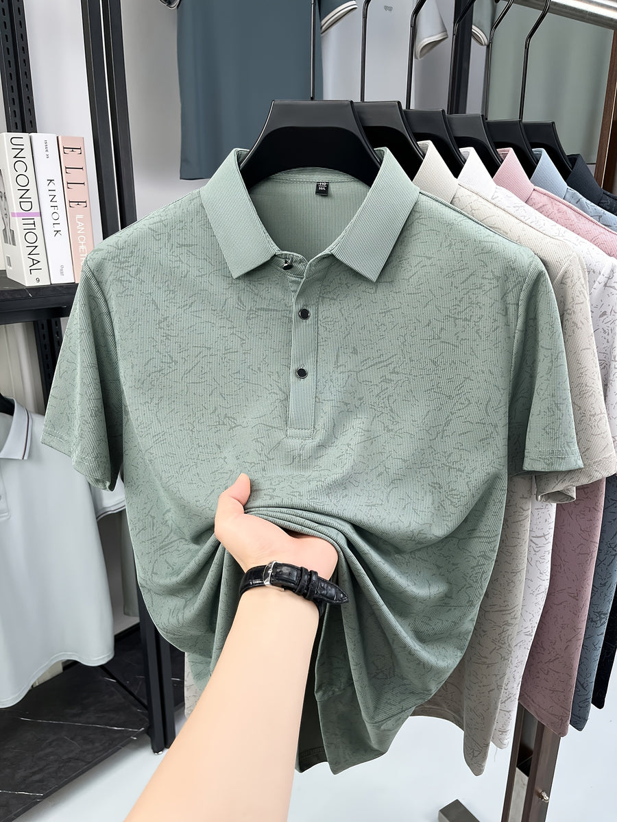 Men'S Summer Polo Shirt, Short Sleeve Button-Up Golf T-Shirt, Soft Comfortable Breathable Slim Fit Business Casual Daily Top, Men'S Short Sleeve Sweatshirt, Commute Versatile Men'S Gift - Light Green