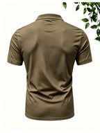 6pcs Men'S Summer Shirts, Men'S Loose Casual Business for polo Shirts, Fashionable Tops, Collared Casual T-Shirts, Short-Sleeved Tops. Suitable for Polo, Golf, Tennis - Khaki