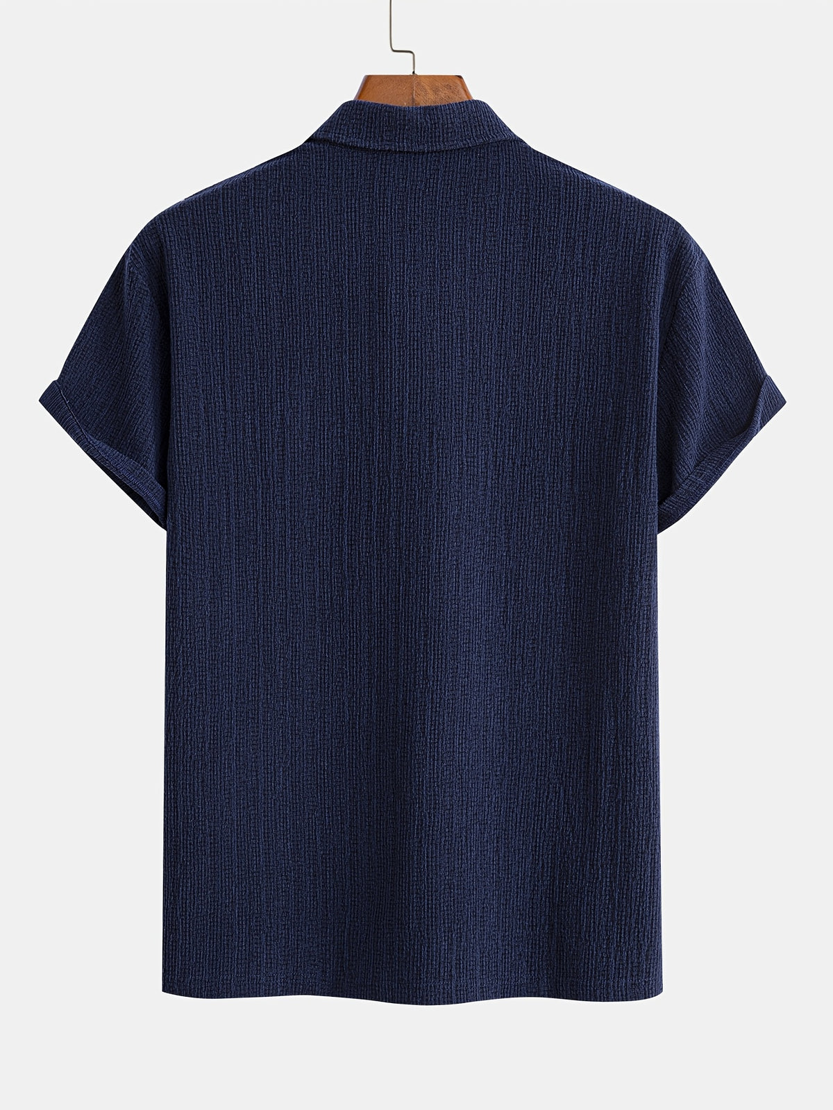 Men'S Stretch Knit Jacquard Short Sleeve Polo Shirt - Classic Fit Casual Golf Polo for Daily Wear - Navy Color