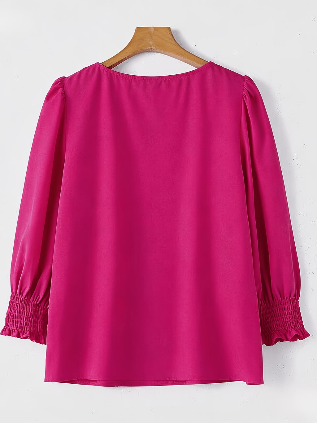 2503 Women's Casual Minimalist Solid Color Shirt Top - Rose Red
