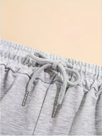 Women'S Casual Trendy Fashion Hoodie And Pants Set - Light Grey