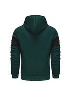 2026 New Men'S Solid Color Hooded Jacket, Cardigan Style with Hat And Color-Blocked Sleeves, Men'S Loungewear Suitable for Running, Ribbed Cuffs, Casual Wear High-Quality Jacket, Commute Versatile Top, Multiple Colors And Sizes Available - Dark Green