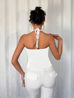 Summer Sexy Holiday Vacation Metallic 3D Floral Embellishment Hollow Out Casual Cami Dress Women'S Clothing - White