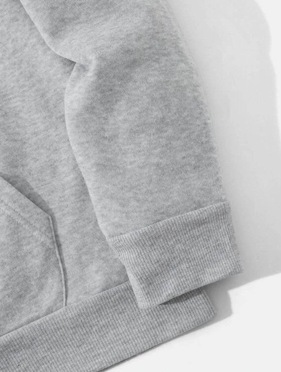 Fashion Hip Hop Print Fashion Brand Casual Versatile Sports Drawstring Pocket Hooded Men'S Sweater, Men'S Autumn And Winter Cute Casual Style, Sports Style Fashion Loose Hoodie, Daily Casual Wear - Light Grey