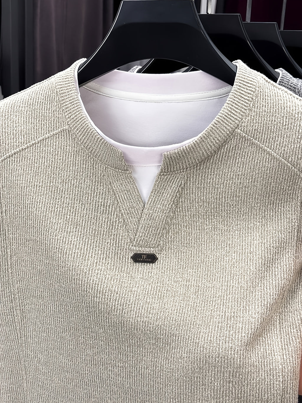 Men's 2-in-1 Look Knit Sweater, Old Money Style, Simple Business Casual, Suitable for Middle-Aged Men as a Spring/Autumn Inner Layer - SINBOS - Off-white